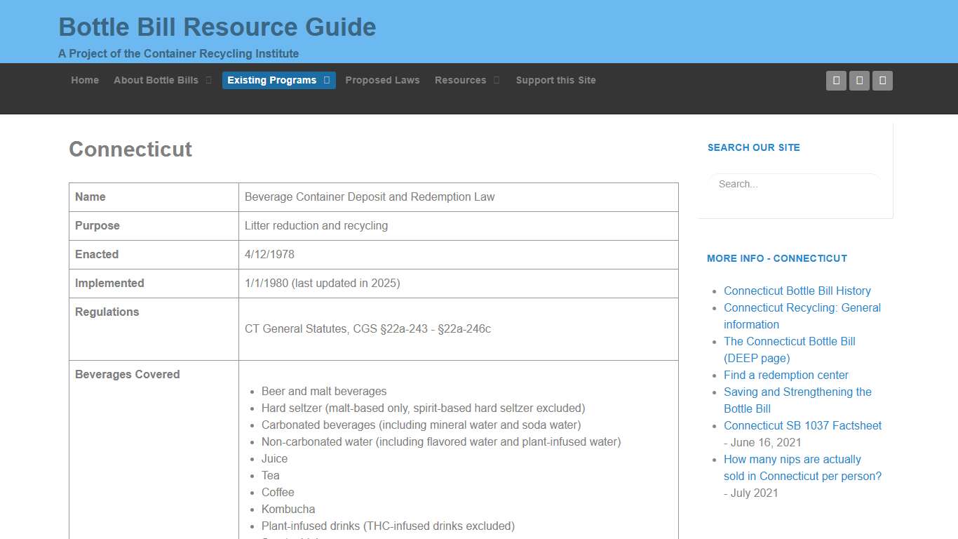 Connecticut - Bottle Bill Resource Guide